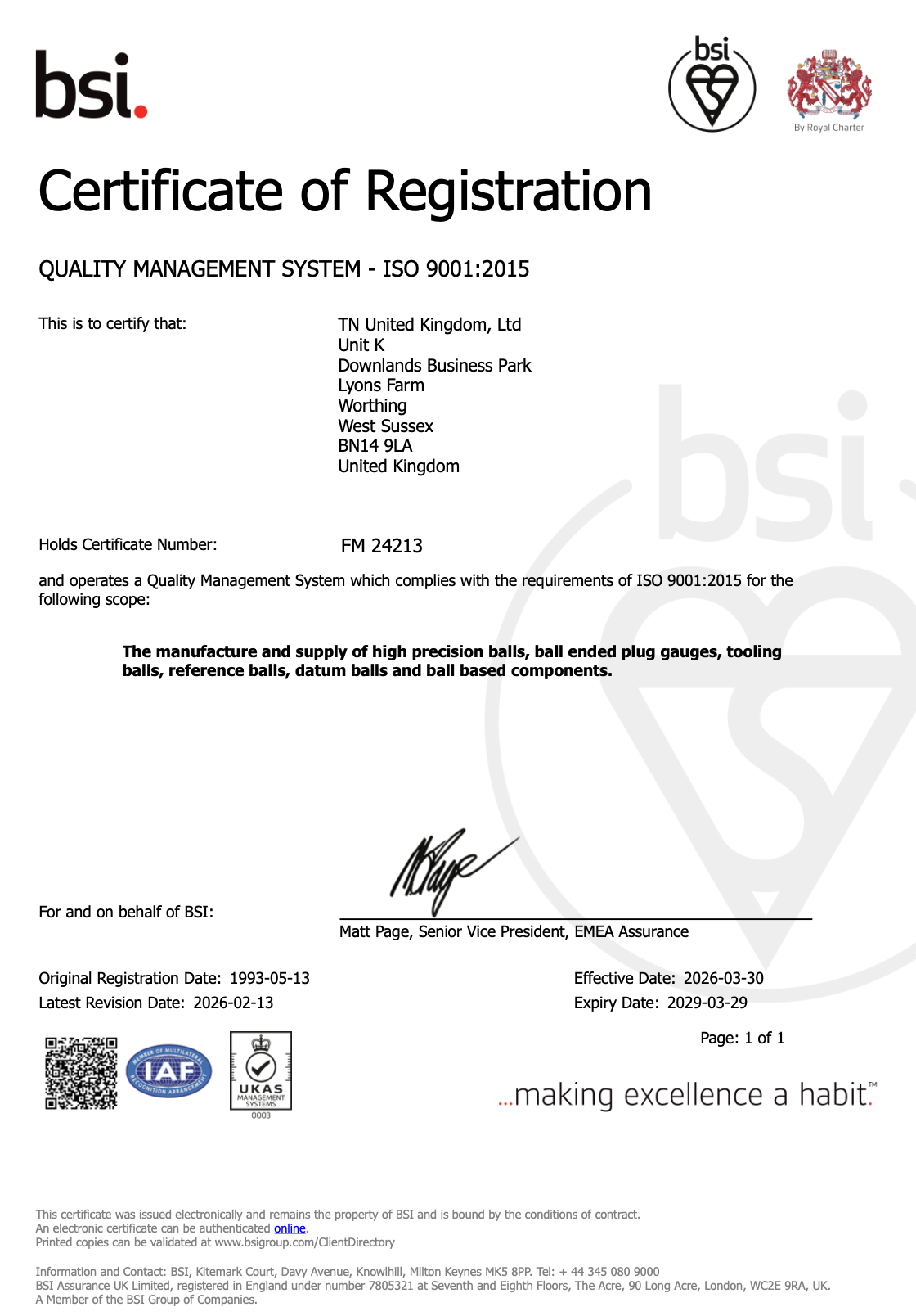 Certificate of Registration - ISO 9001-2015